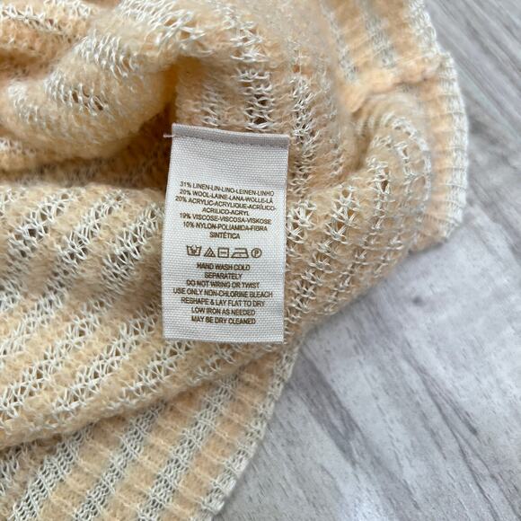 Free People Bumblebee Oversized Open Knit V-Neck Slouchy Sweater Peach Pink L - Picture 7 of 8